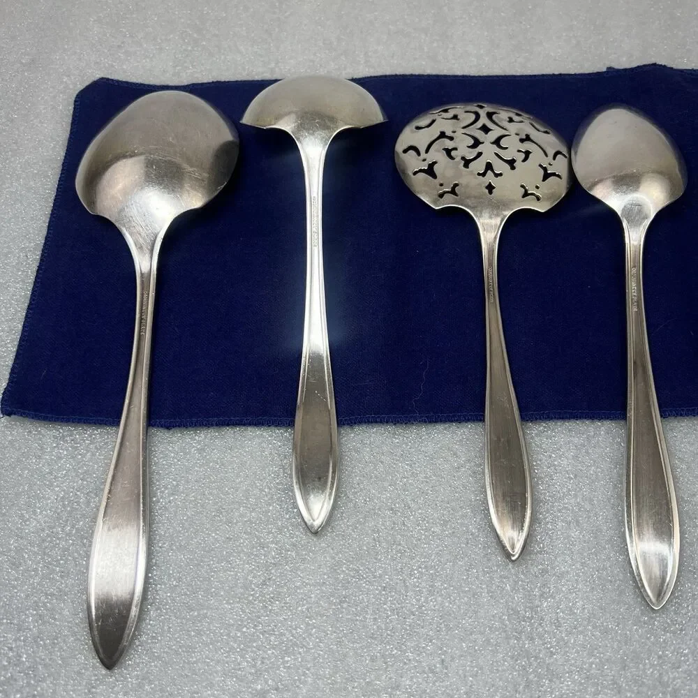4 Oneida Community Plate Adam 1917 Serving Spoons Lot Casserole Tomato Server